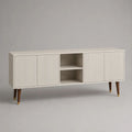 Sideboard aus MDF mit 2 Türen und 2 offenen Fächern, Cremeweiß/Walnussbraun, 140 × 40 × 75 cm