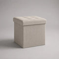 Faltbarer Sitzhocker mit Stauraum aus Polyester und MDF, quadratisch, Beige, 38 × 38 × 38 cm