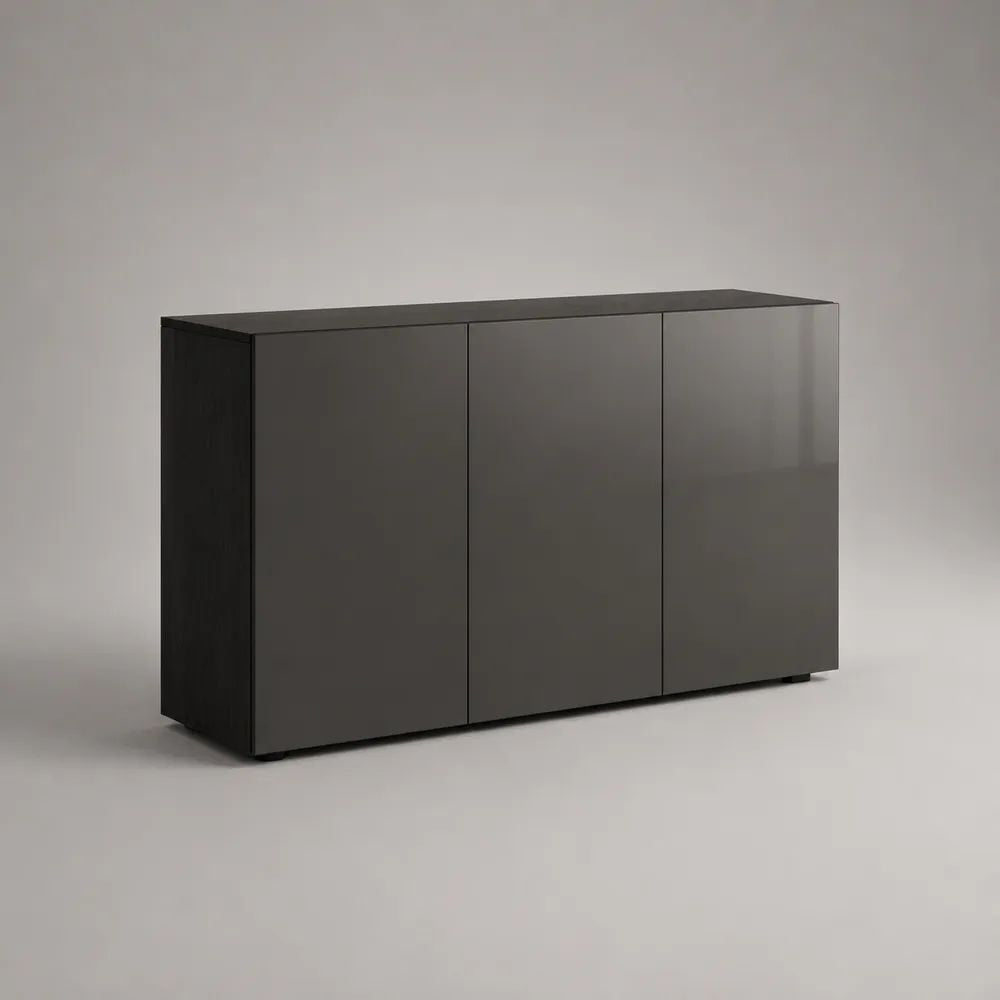 Sideboard aus Holzwerkstoff mit 3 Türen, Anthrazit Hochglanz, 120 × 40 × 80 cm