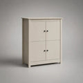 Highboard aus massivem Kiefernholz mit 4 Türen, Weiß/Schwarz, 90 × 40 × 110 cm